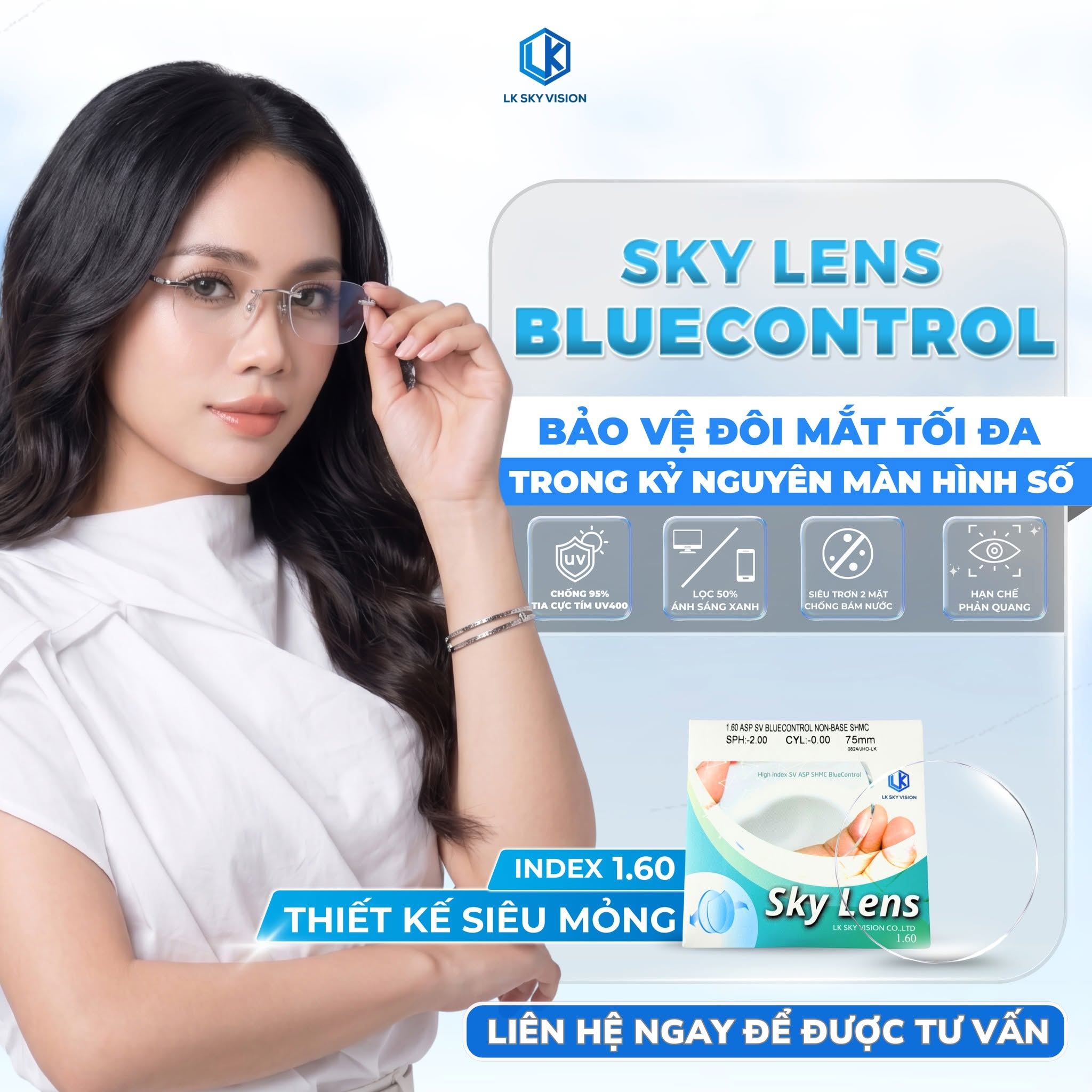 TRÒNG KÍNH BLUE CONTROL NON-BASE LỌC 50% ÁNH SÁNG XANH