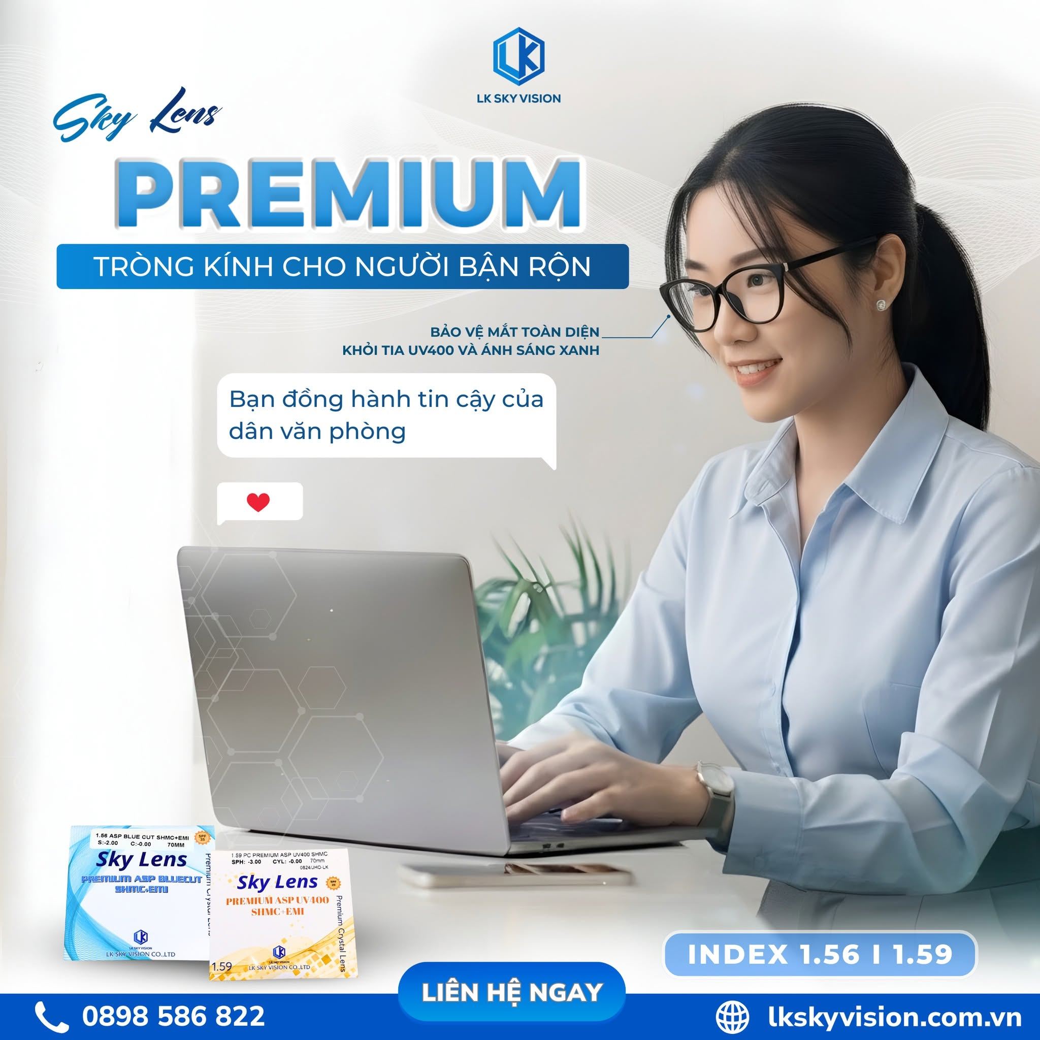 TRÒNG KÍNH PREMIUM BLUECUT-LỌC 85% ÁNH SÁNG XANH