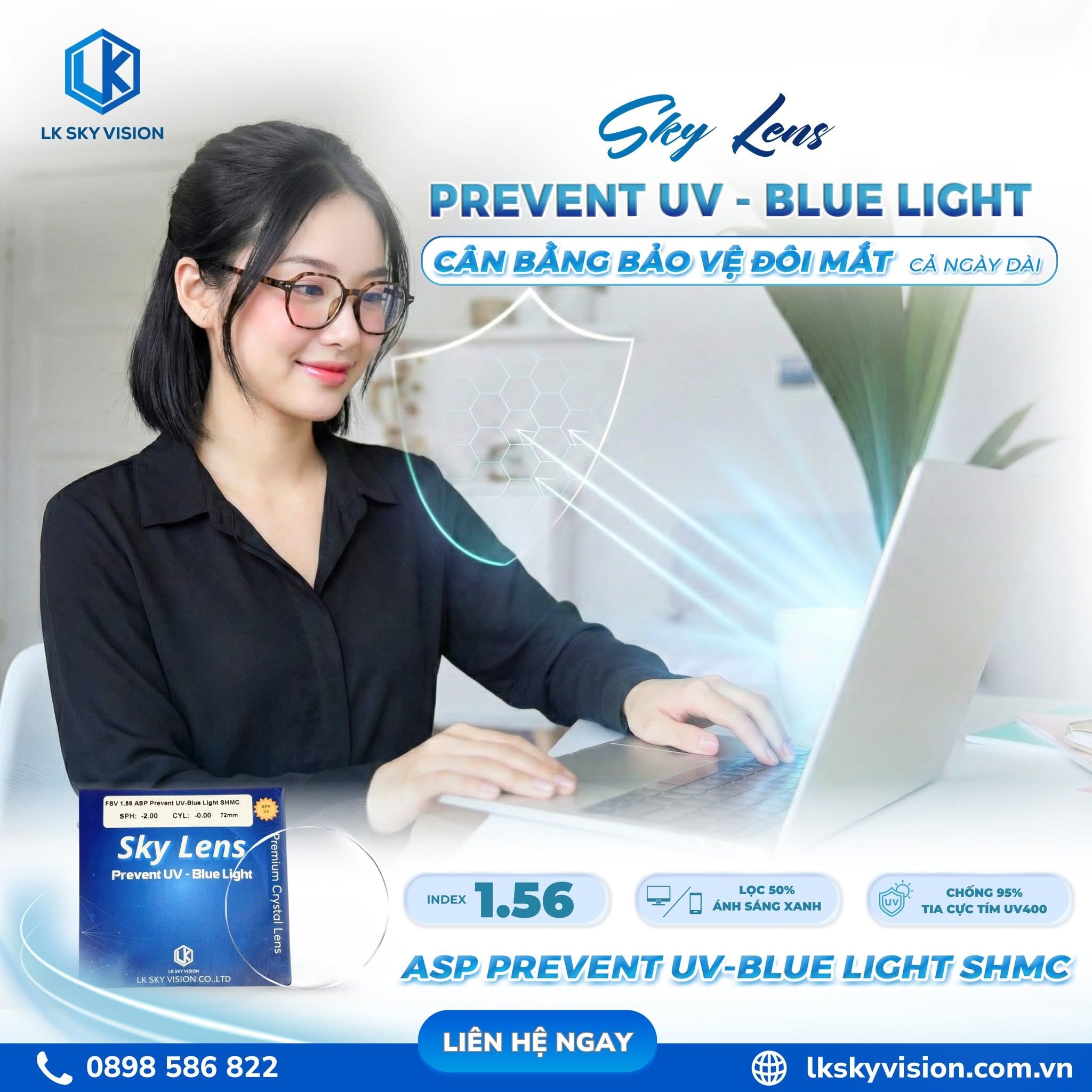 TRÒNG KÍNH PREVENT CHỐNG TRẦY GẤP 03 LẦN-LỌC 50% ÁNH SÁNG XANH-